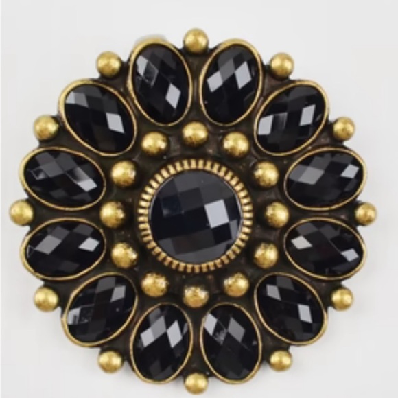 Premier Designs Jewelry - Signed Premier Black & Gold Statement Brooch/Necklace w Pin/Magnetic Closure